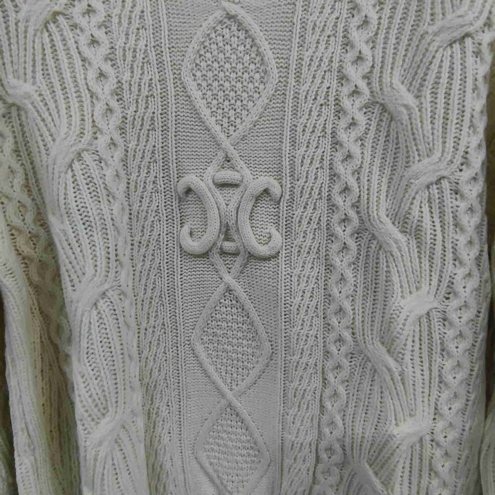 NWT Celine Cable Knit Sweater Ivory | Triomphe Logo Crewneck - Picture 4 of 6